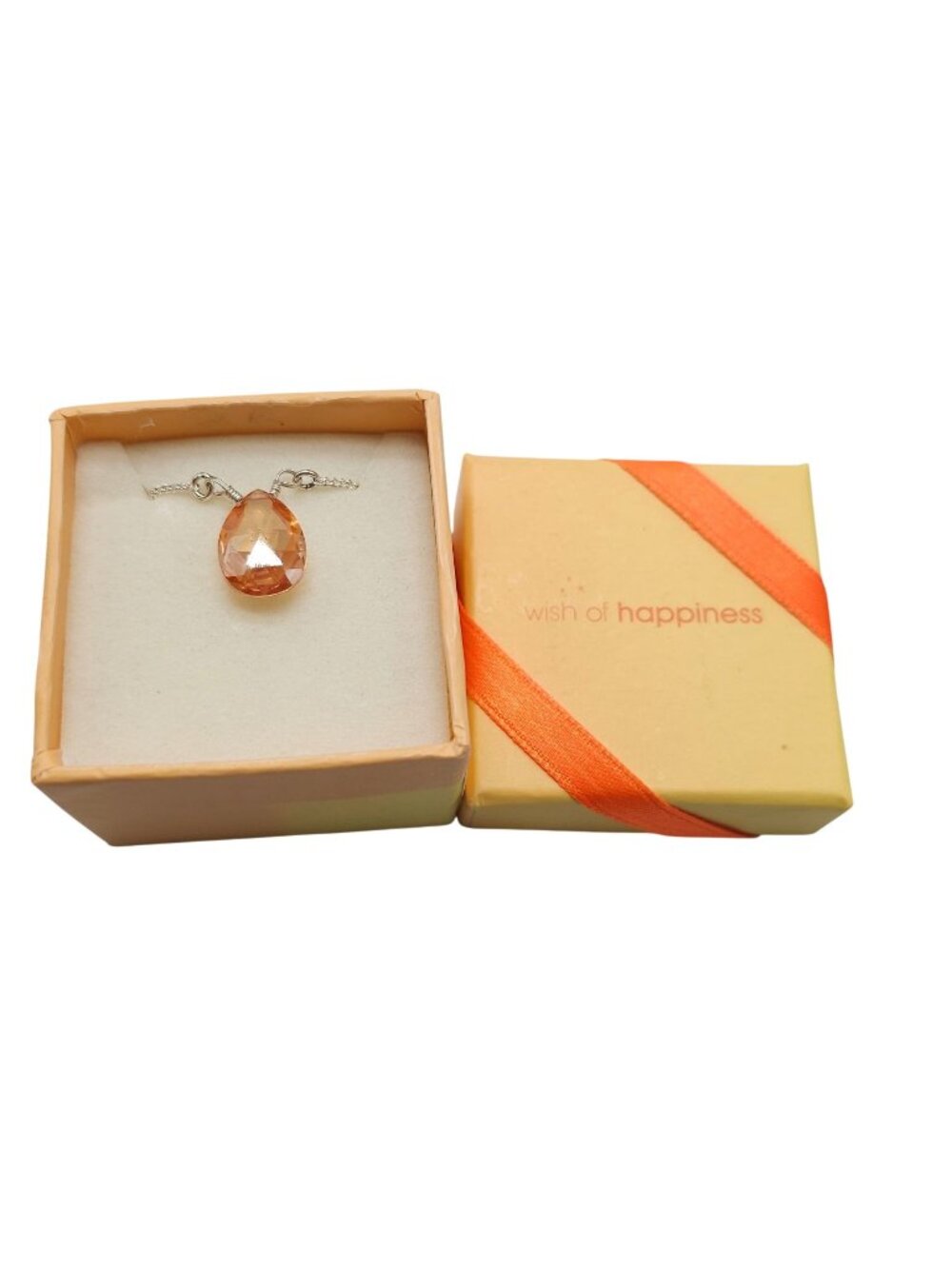 Avon Wish of Happiness Champagne Rhinestone Drop Necklace in Box